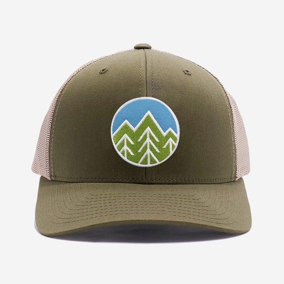 Tuck Life Other - Tuck Life Classic Sky Trees Trucker Hat in Khaki Green w/Mesh/Adjustable Strap